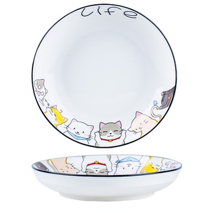 可爱卡通盘子菜盘家用2026新款瓷盘日式餐盘高级感菜碟子碗碟套装