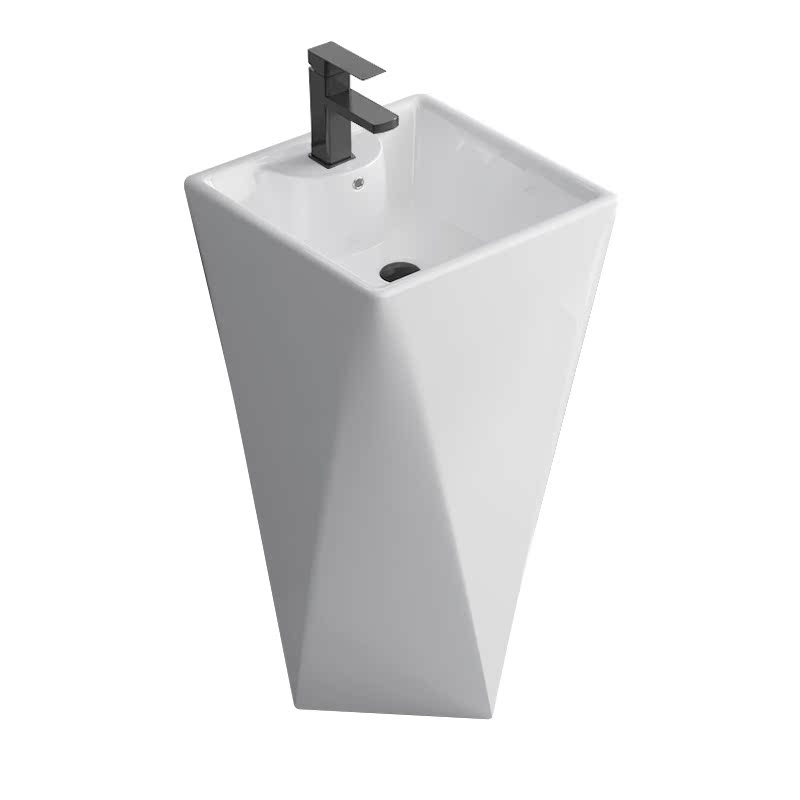 钻石立柱盆哑光洗手盆落地式洗脸盆彩色柱盆橙色水池黑色一体盆