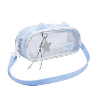 晨语笔袋女孩2026新款透明大透窗可手提简约收纳文具盒小学初中生女生学习用品防水pvc铅笔盒文具袋可爱笔袋