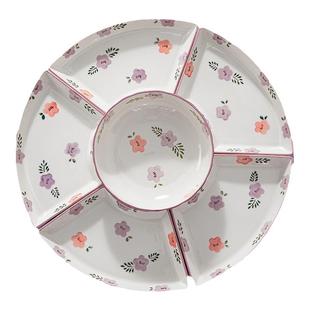 紫萱花陶瓷团圆拼盘餐具组合套装家用乔迁新居圆桌年夜饭盘子菜盘