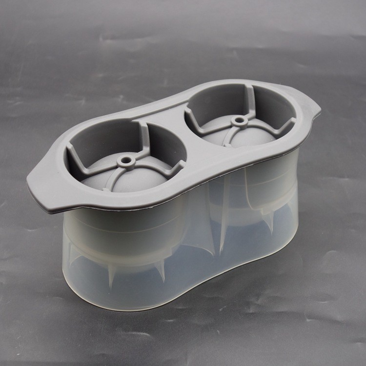 塑胶2连冰球 塑胶圆形冰块模具威士忌冰球制作器圆形制冰盒速冻器