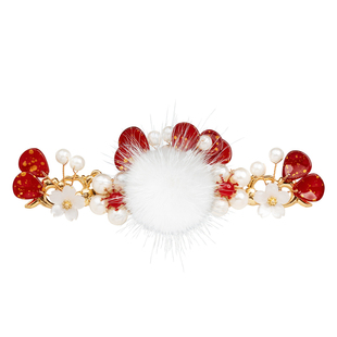 儿童汉服头饰毛球古风发夹发钗簪子全套顶簪发冠头钗水貂国风发饰