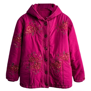 中老年人棉衣女冬装老太太纯棉绣花棉服外套妈妈奶奶大码加厚棉袄