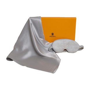 万事利春夏新品枕头套亲肤真丝枕套AB面家用随机眼罩礼盒组合装