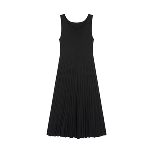 LILY冬新款女装气质修身收腰弹力垂感吊带裙黑色连衣裙小黑裙