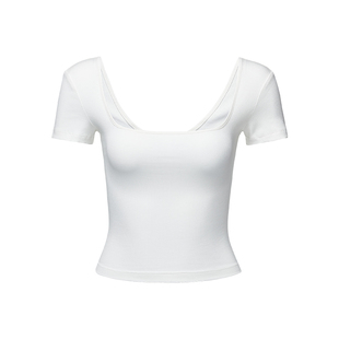 asomesome美式辣妹前后两穿修身白色短袖T恤女夏紧身休闲短上衣