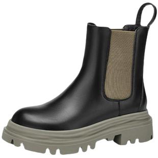 戈美其2025冬季新款厚底百搭马丁靴女英伦风切尔西短靴烟筒机车靴