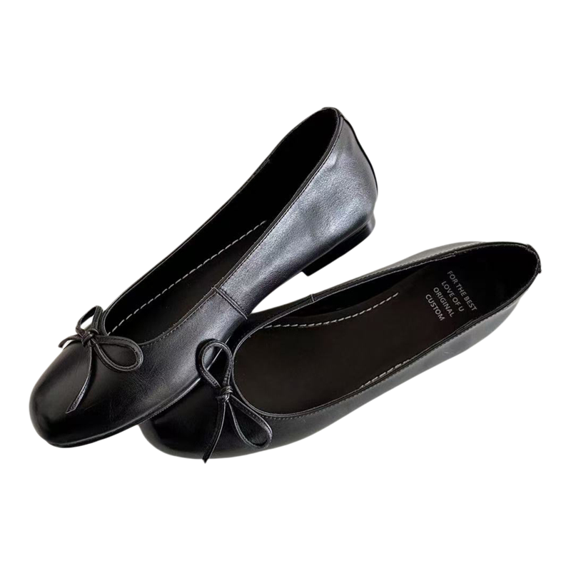 超软马皮~法式复古蝴蝶结单鞋女春秋新款平底浅口芭蕾舞玛丽珍鞋