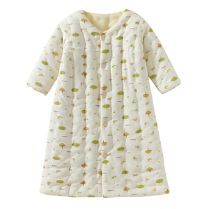 儿童手工纯棉花睡袋加厚防踢被中大童长款睡袍秋冬宝宝睡觉家居服