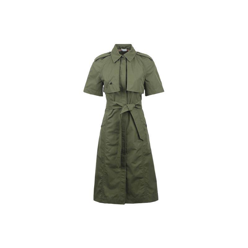【自营】BURBERRY/博柏利SS26翻领肩章棉质短袖连衣风衣通勤长裙