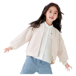 巴拉巴拉女童小香风外套小童宝宝千鸟格上衣儿童棒球服春季童装潮