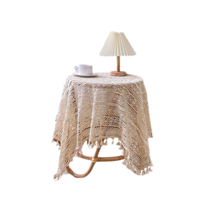 清仓甩卖复古美式钩针蕾丝桌布镂空文艺流苏茶几布盖巾拍照背景布