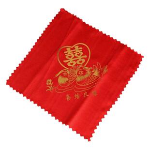 结婚手绢顶针新娘嫁妆红手帕喜庆手巾方巾烫金龙凤鸳鸯款婚礼喜帕