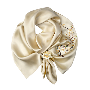 真丝丝巾 丝巾扣女苏绣妈妈长辈桑蚕丝围巾礼品盒礼物丝绸中国风