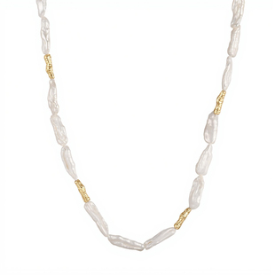 REDMOON欧美风天然淡水珍珠金属拼接毛衣气质轻奢小众锁骨项链