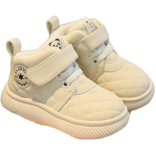 冬季宝宝鞋子加绒男童棉鞋1-3岁婴幼儿软底防滑女童保暖鞋雪地靴