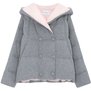 【90白鸭绒】Juicy Couture橘滋羽绒服女毛织加厚外套