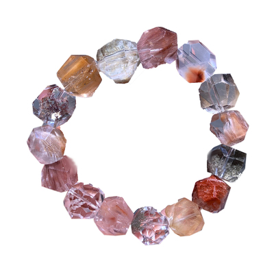 天然冰透兔毛幽灵水晶单圈手链女