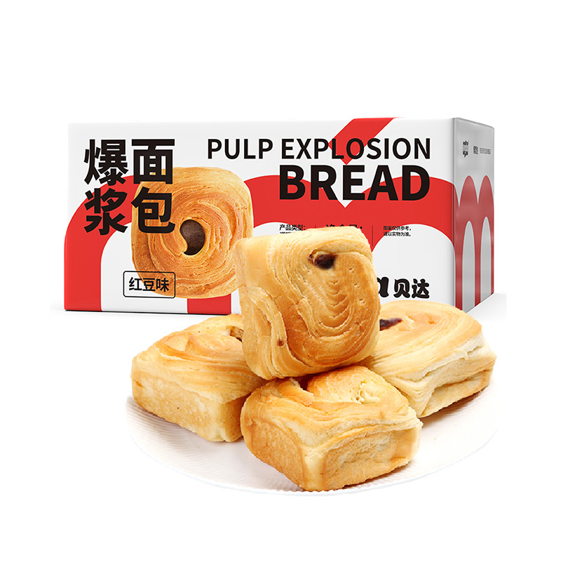 Beyda贝达 爆浆面包手撕红豆味芒果味健康营养零食品小吃整箱早餐