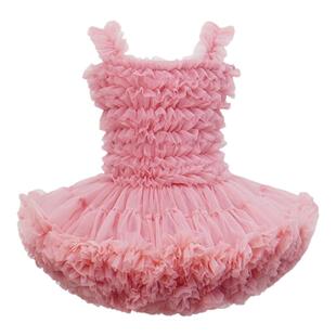 女童夏季灵动网纱凸凸裙女宝宝洋气软萌灵动蓬蓬裙可爱生日吊带裙