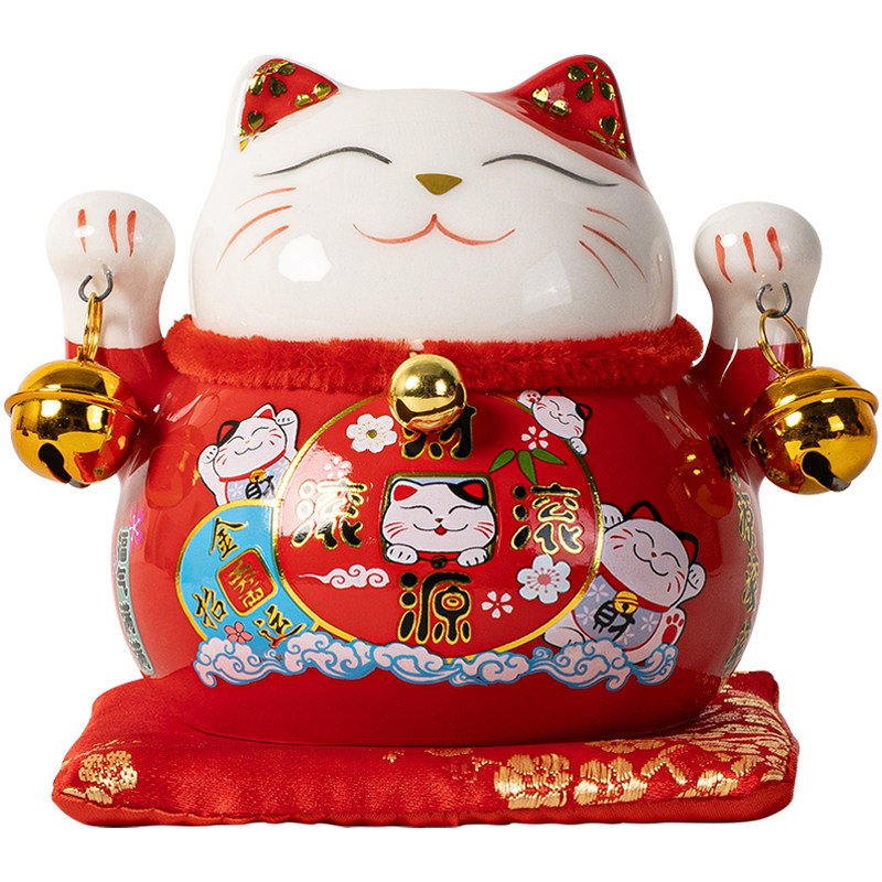 陶瓷迷你招财猫摆件存钱罐旺宅