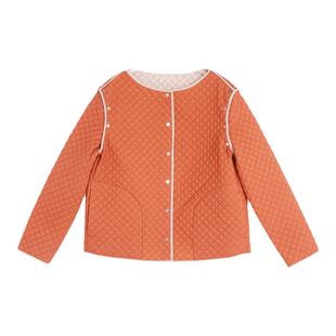 Yifini/易菲宽松短款棉服女薄款圆领两面穿棉衣春秋新款外套
