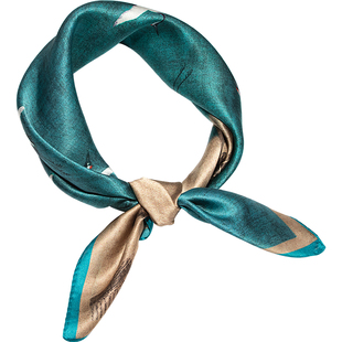 春秋季桑蚕丝中国风瑞鹤图杭州薄丝绸真丝小方巾丝巾女围巾礼盒装