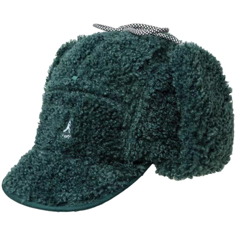 Kangol Faux ShearlingCap袋鼠羊羔绒毛翻盖五片帽包耳雷锋棒球帽
