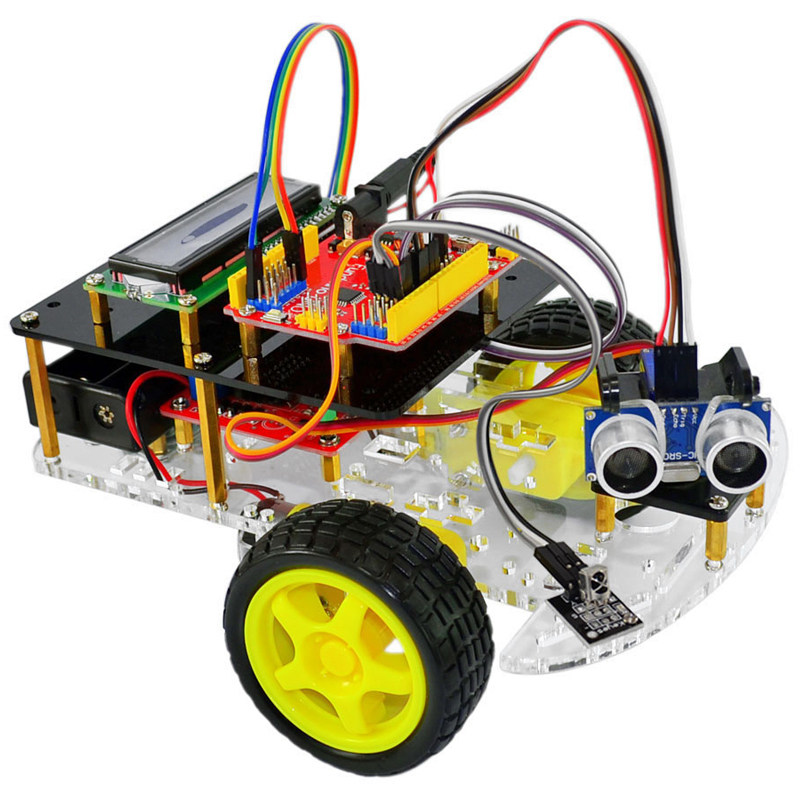 两驱智能车机器人套件  超声波3代遥控测距避障车 适用arduino