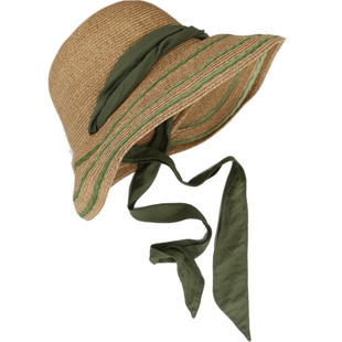 Lion~Liz 原创复古波奈特草帽飘带大檐圆顶拼接遮阳帽bb帽bonnet