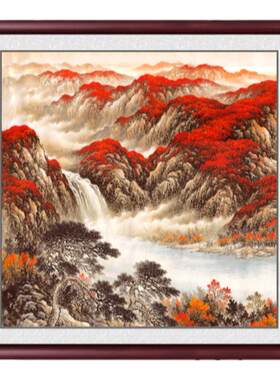 鸿运当头客厅背景墙招财玄关国画