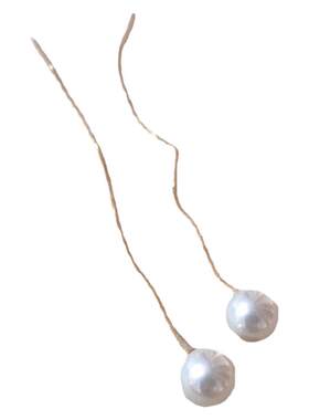 早春超仙珍珠耳线女长款圆脸耳环