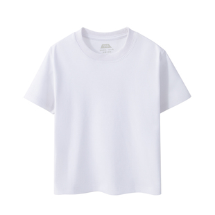 儿童纯白色短袖T恤纯棉防水防污夏季男童打底衫女童圆领内搭上衣