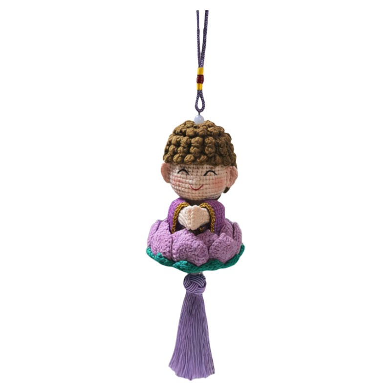 紫色莲花小佛成品手工佛陀车挂