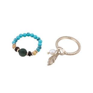 AJIDOU阿吉豆戒指女款珍珠松石叠戴戒圈温婉精致指环小众设计尾戒