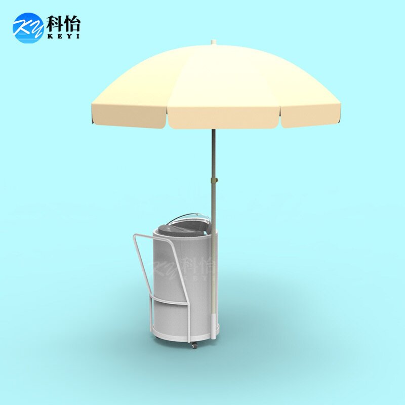 科怡手推车促销大冰桶 轮式移动户外冰桶广告伞结合推车售卖冰桶