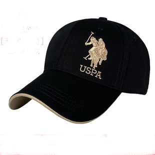 高端品牌帽子POLO棒球帽男士大码大头围鸭舌遮阳帽纯棉黑色显脸小