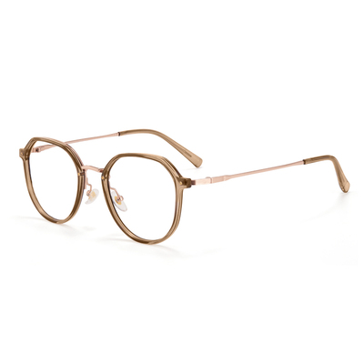 冷茶色近视眼镜目戏钛合金女
