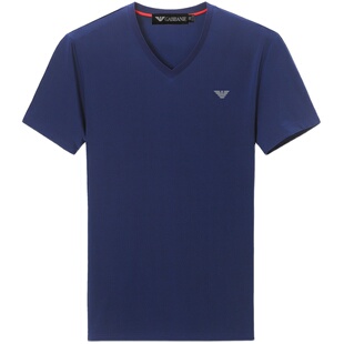 GABBANIE胖子青年男短袖t恤V领肥佬特大码鸡心领上衣加肥加大冰丝