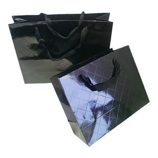 黑色礼品袋子10只加膜加厚商务送礼服装纸袋小中大号厂家现货热卖