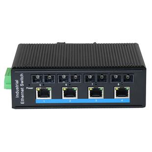 拓轩工业级百兆4光4电交换机千兆4光6电以太网集线器导轨4光电汇聚光纤收发器非管理SFP光电转换器