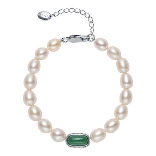 京润珍珠 碧语S925银淡水珍珠手链6-7mm米形珍珠优雅礼物送妈妈D