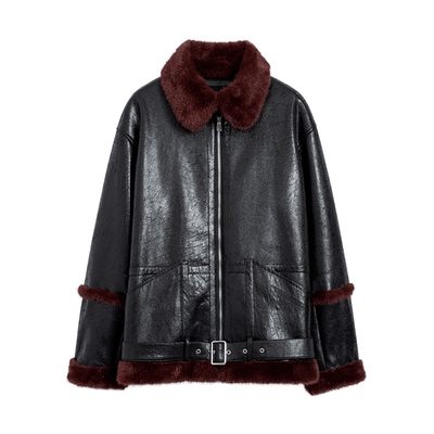 Desigual仿皮毛一体翻领女士外套