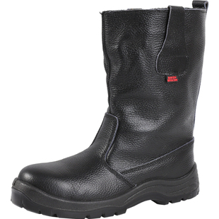 盾王高筒劳保鞋男防砸防刺穿绝缘劳保靴牛皮工地工作鞋油田靴耐油