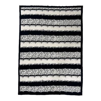 意式轻奢风高级感条纹半边绒毛毯