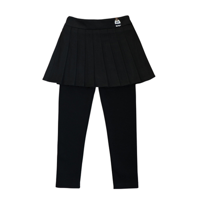 女童长裤毛呢假两件百褶裙裙裤