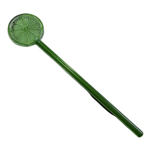 绿色食品级玻璃搅拌棒长柄饮品调制工具家用加厚搅拌勺搅拌匙