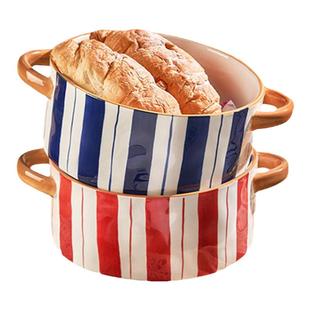 日式双耳汤碗家用2025新款陶瓷大碗高级感泡面碗大汤盆8寸汤面碗