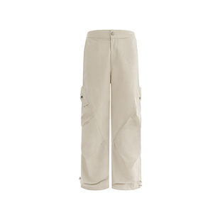 FORNINES褶皱伞兵裤男女直筒休闲工装裤子潮牌阔腿裤春秋美式长裤