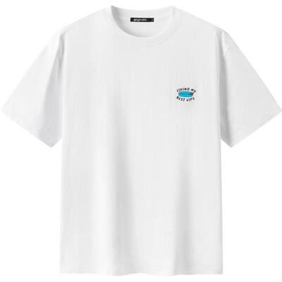 gxg.jeans男装 后背潮流印花宽松美式短袖T恤男生情侣 25夏新款